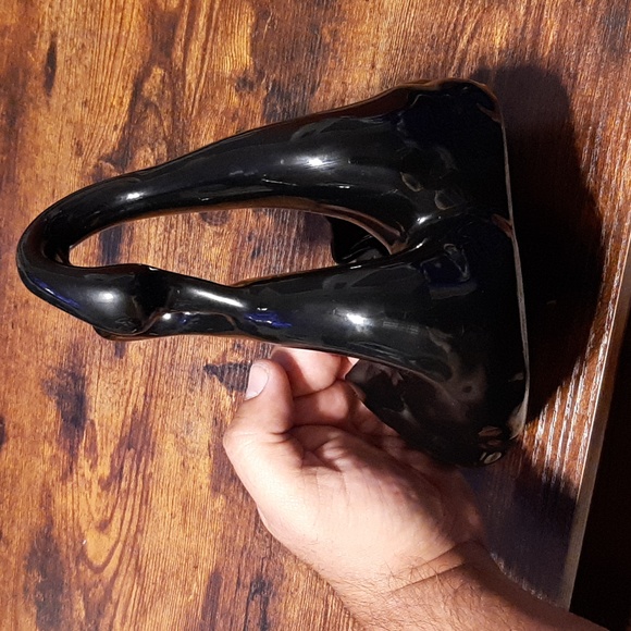 Vintage Camark Pottery Double Swan Planter - Black - Picture 6 of 11